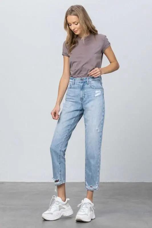 HIGH RISE TAPERED JEANS - Love Salve 