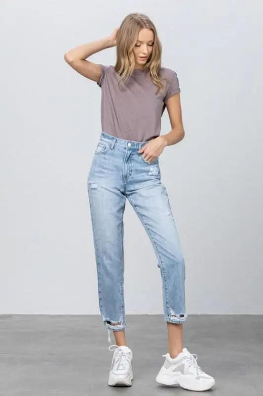 HIGH RISE TAPERED JEANS - Love Salve 