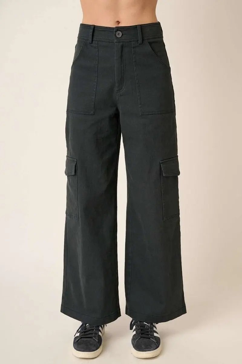 High Waist Cargo Pocket Wide Leg Trousers - Love Salve 