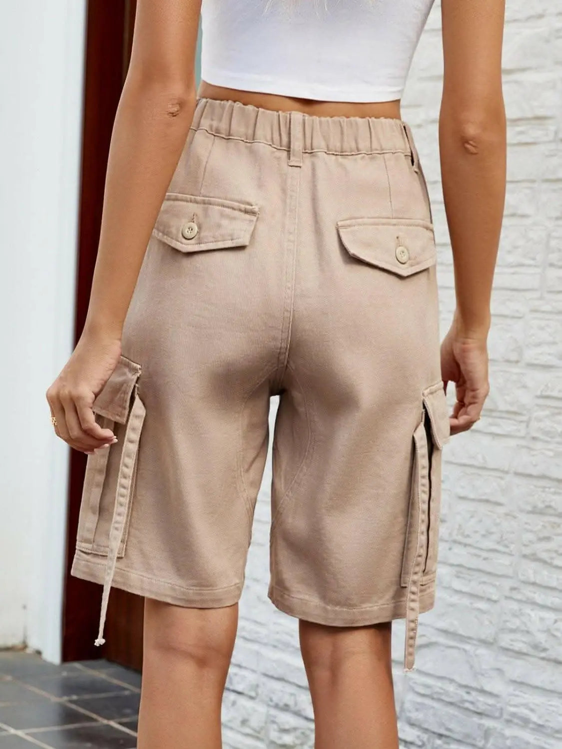 Chic high-rise denim shorts - Love Salve 