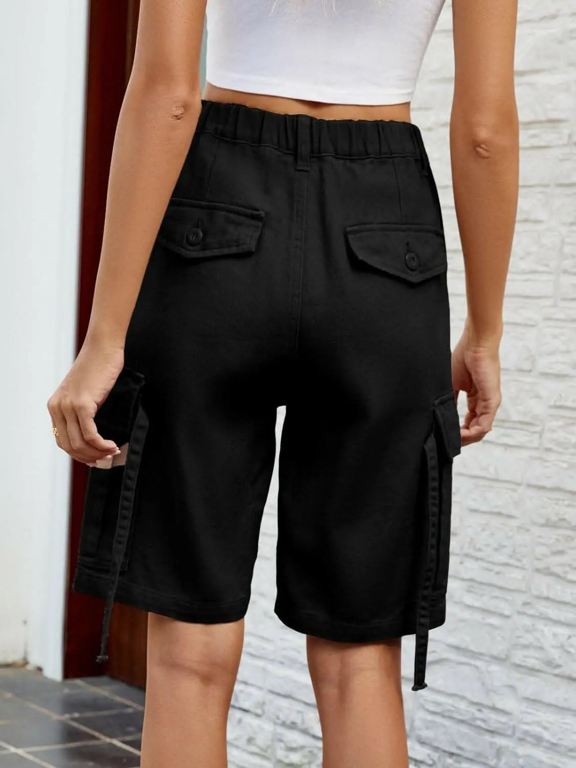 Chic high-rise denim shorts - Love Salve 