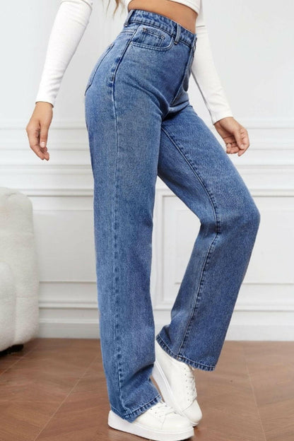 High Waist Straight Jeans - Love Salve