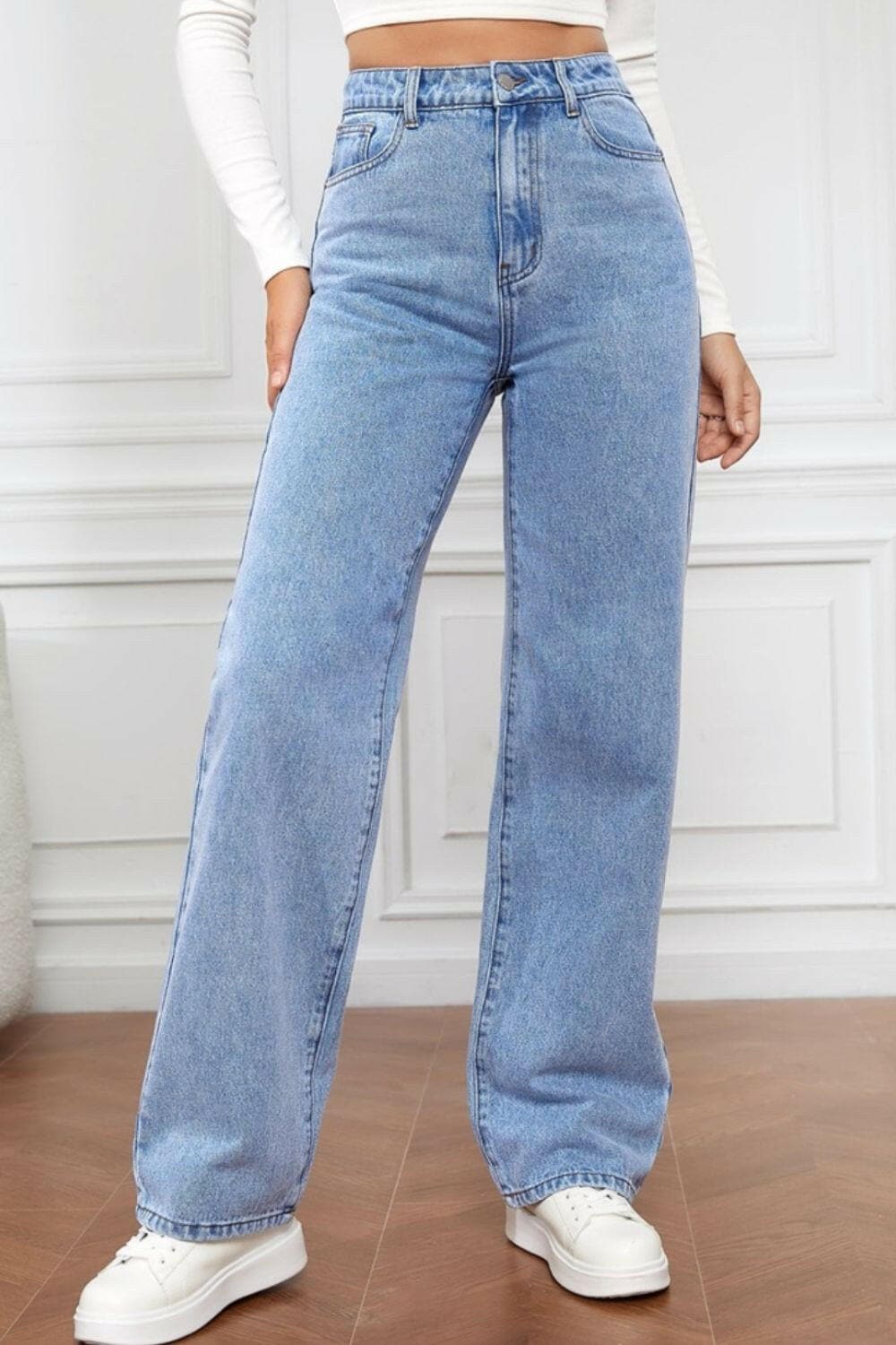 High Waist Straight Jeans - Love Salve