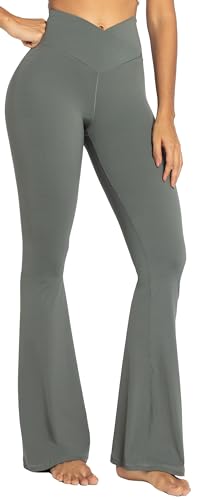 High-Waisted Flare Leggings with Tummy Control - Stylish Crossover Yoga Pants - Love Salve 