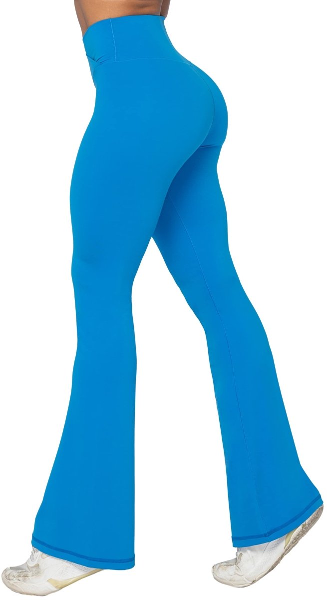 High-Waisted Flare Leggings with Tummy Control - Stylish Crossover Yoga Pants - Love Salve 