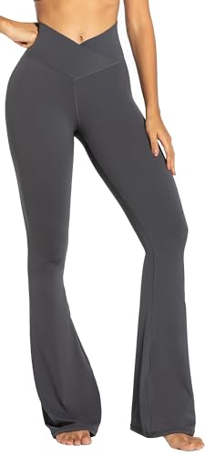 High-Waisted Flare Leggings with Tummy Control - Stylish Crossover Yoga Pants - Love Salve 
