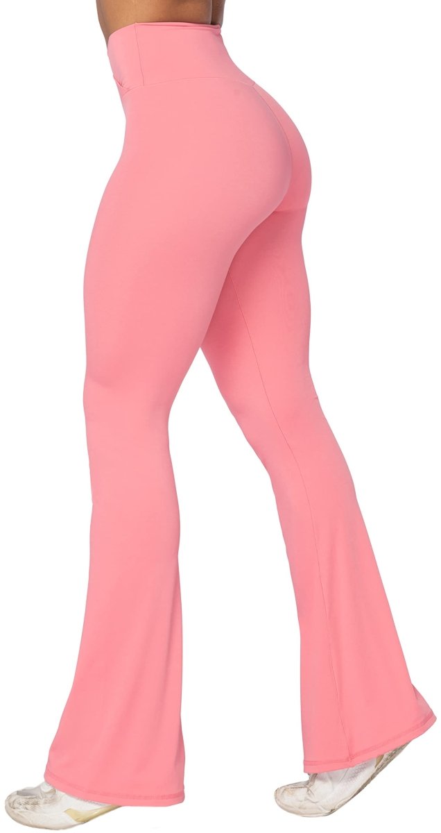 High-Waisted Flare Leggings with Tummy Control - Stylish Crossover Yoga Pants - Love Salve 