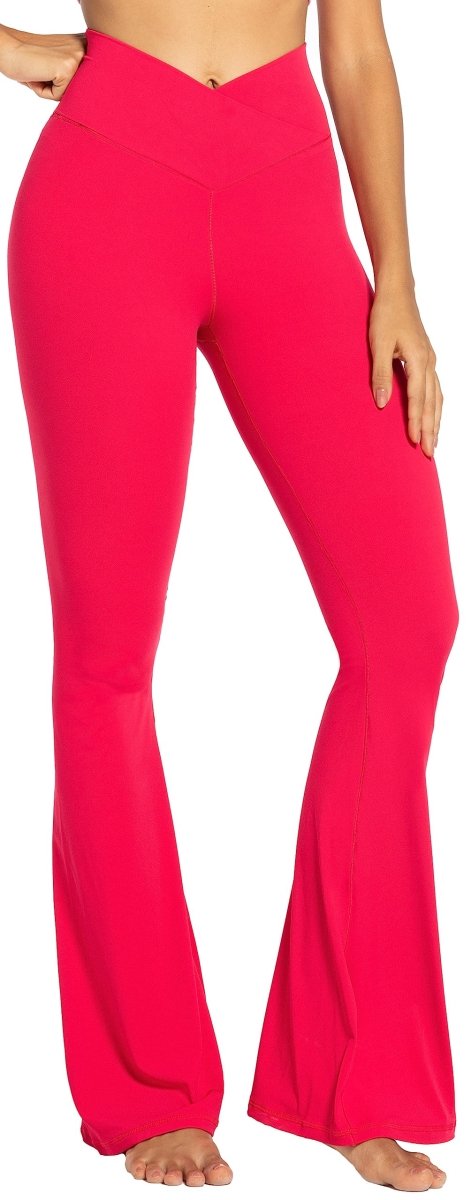 High-Waisted Flare Leggings with Tummy Control - Stylish Crossover Yoga Pants - Love Salve 