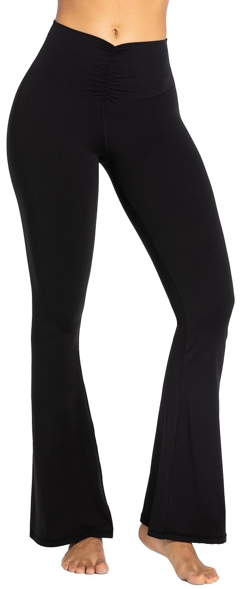 High-Waisted Flare Leggings with Tummy Control - Stylish Crossover Yoga Pants - Love Salve 