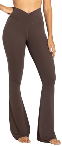 High-Waisted Flare Leggings with Tummy Control - Stylish Crossover Yoga Pants - Love Salve 
