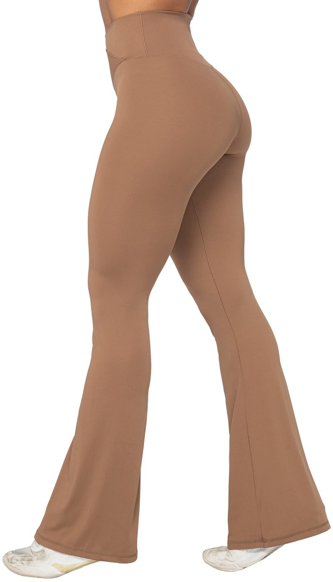High-Waisted Flare Leggings with Tummy Control - Stylish Crossover Yoga Pants - Love Salve 