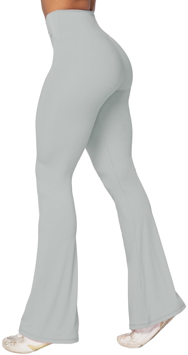 High-Waisted Flare Leggings with Tummy Control - Stylish Crossover Yoga Pants - Love Salve 