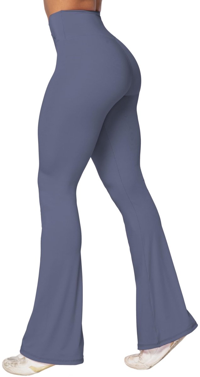 High-Waisted Flare Leggings with Tummy Control - Stylish Crossover Yoga Pants - Love Salve 