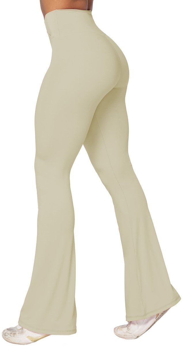 High-Waisted Flare Leggings with Tummy Control - Stylish Crossover Yoga Pants - Love Salve 