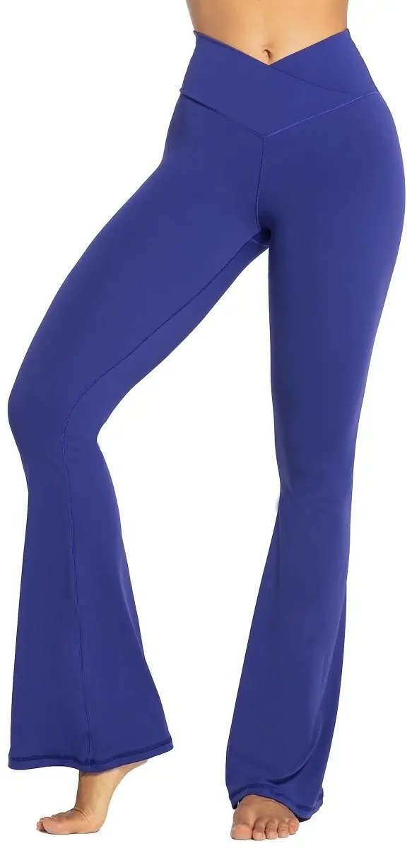 High-Waisted Flare Leggings with Tummy Control - Stylish Crossover Yoga Pants - Love Salve 
