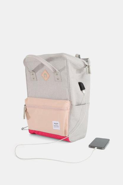 Himawari Contrast Waterproof Backpack Bag with External USB Port - Love Salve