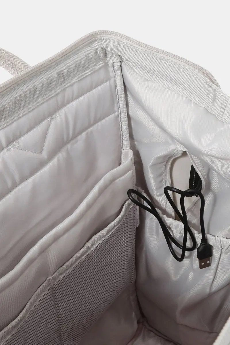 Himawari Contrast Waterproof Backpack Bag with External USB Port - Love Salve 