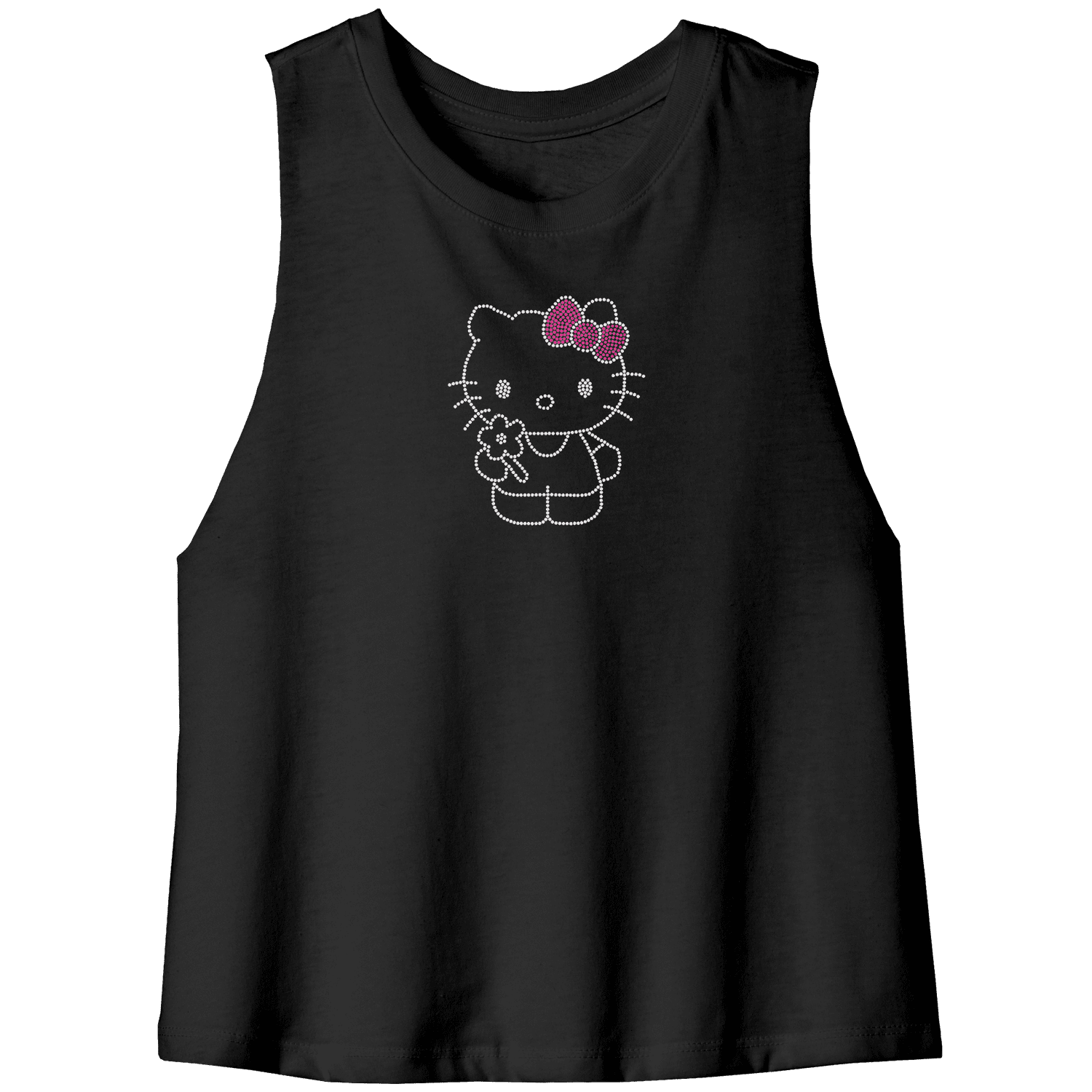 Rhinestone Pretty Kitty Tee Shirt Crew Neck V Neck Tank Top MM