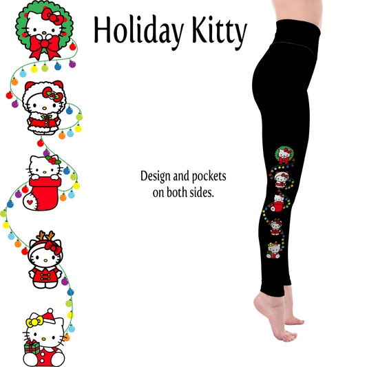 Holiday Cat Handmade Leggings with Pockets MM