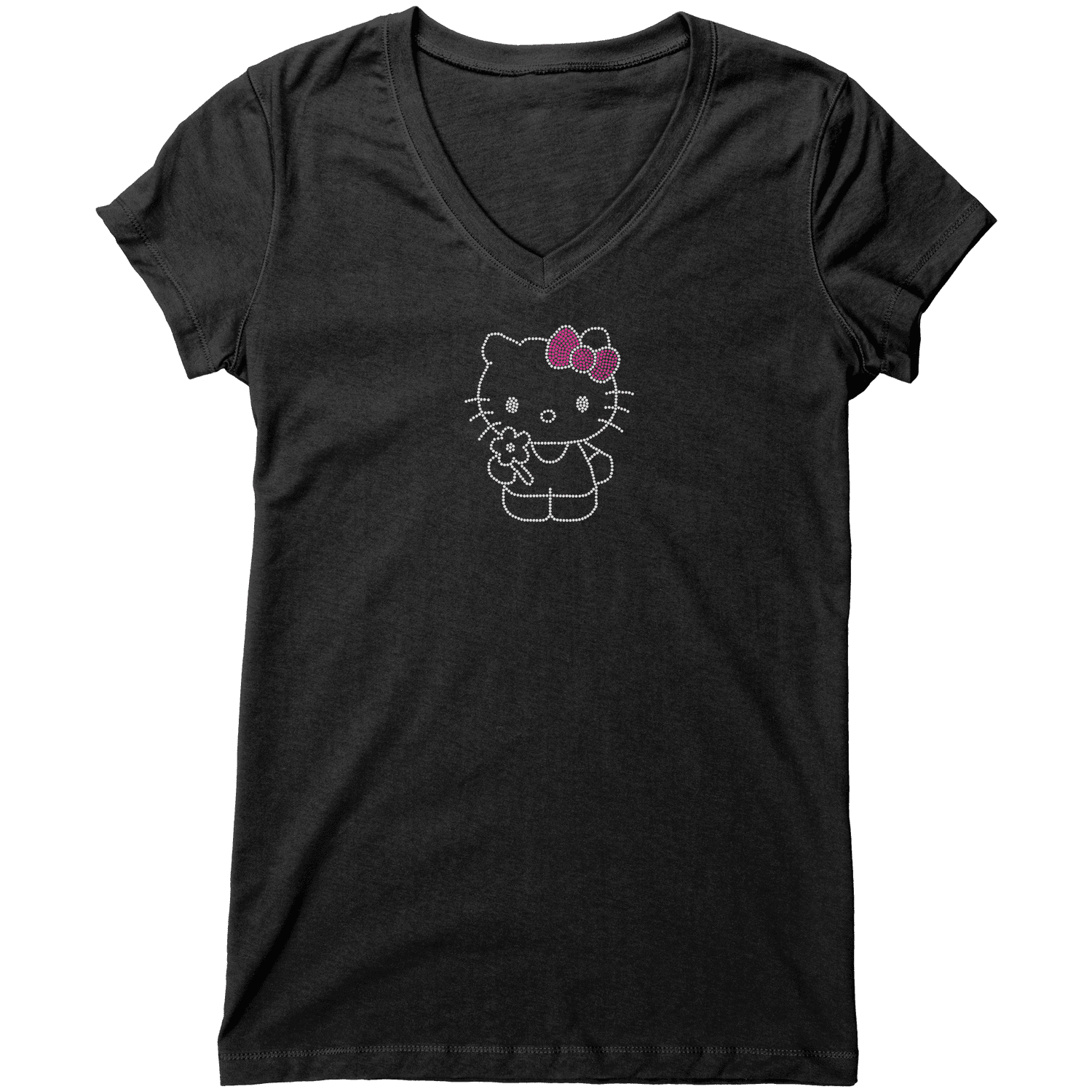 Rhinestone Pretty Kitty Tee Shirt Crew Neck V Neck Tank Top MM