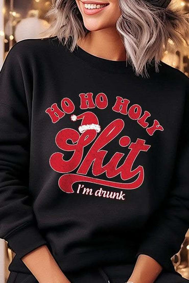 Ho Ho Ho Holy Shit Graphic Fleece Sweatshirts - Love Salve 