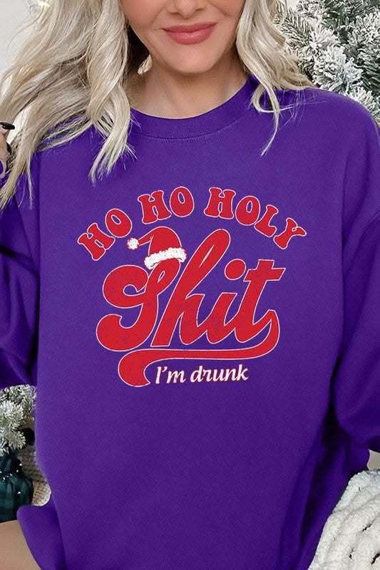 Ho Ho Ho Holy Shit Graphic Fleece Sweatshirts - Love Salve 