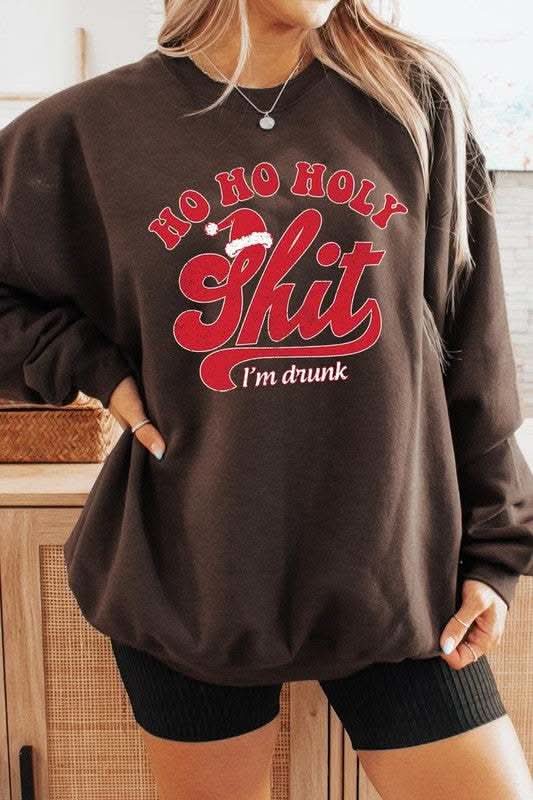 Ho Ho Ho Holy Shit Graphic Fleece Sweatshirts - Love Salve 
