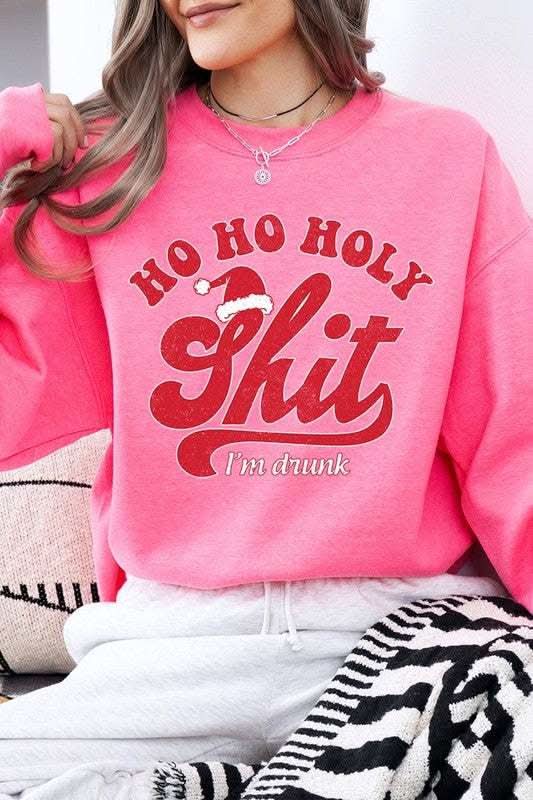 Ho Ho Ho Holy Shit Graphic Fleece Sweatshirts - Love Salve 
