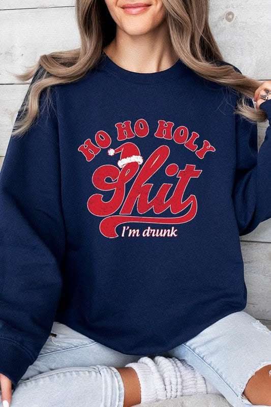 Ho Ho Ho Holy Shit Graphic Fleece Sweatshirts - Love Salve 
