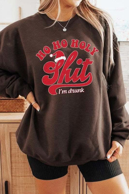 Ho Ho Ho Holy Shit Graphic Fleece Sweatshirts - Love Salve 