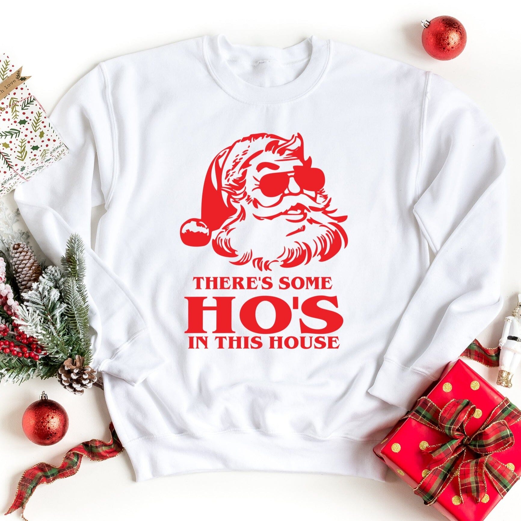 Ho's In This House Sweatshirt - Santa Christmas top Adorb Custom Tees
