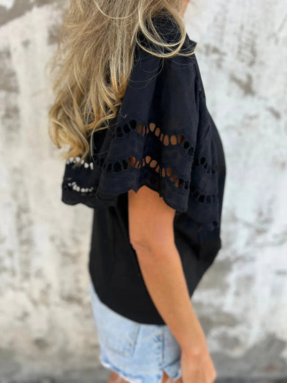 Hollow Out Sleeve Casual Blouse - Love Salve