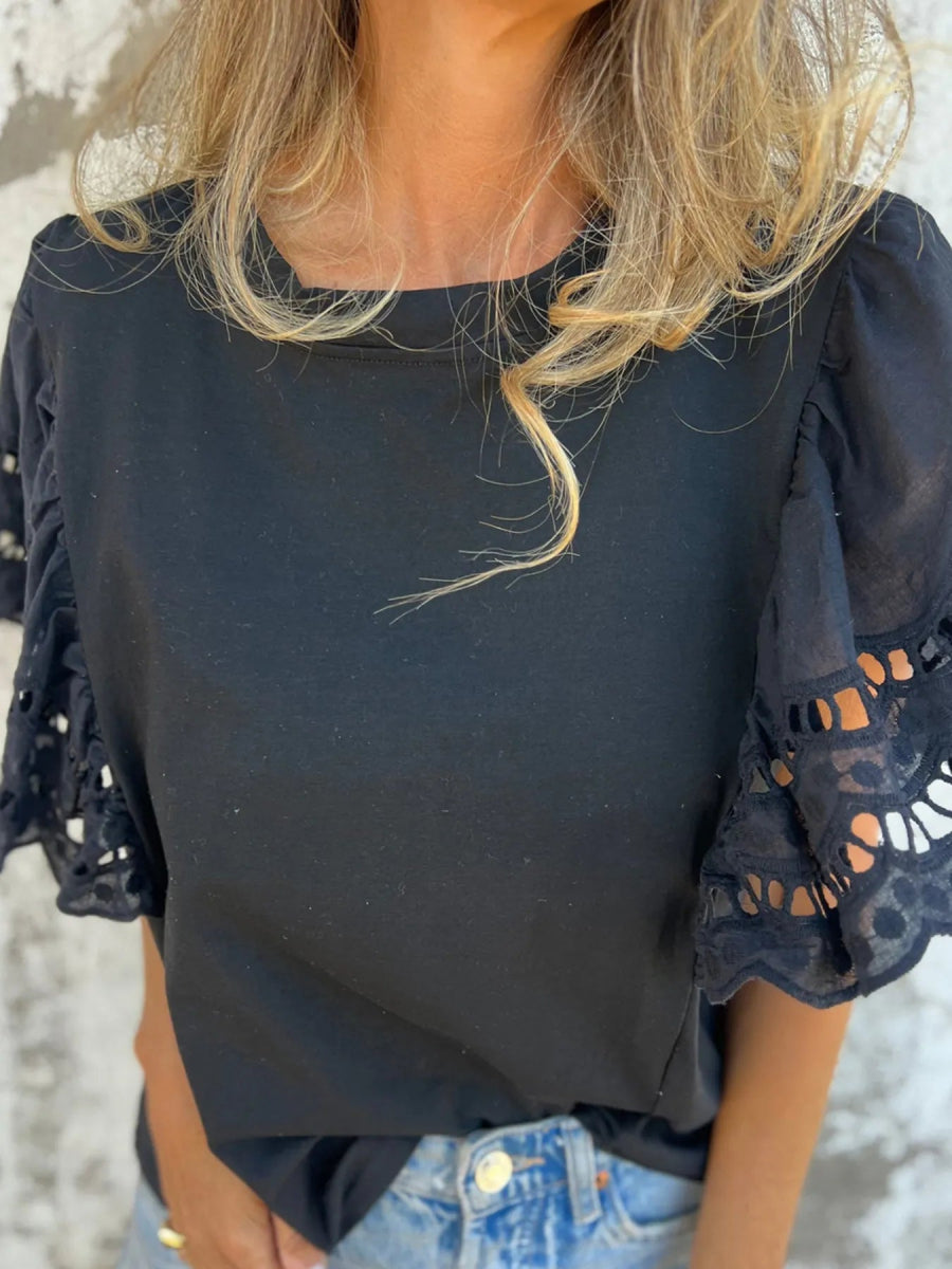 Hollow Out Sleeve Casual Blouse - Love Salve