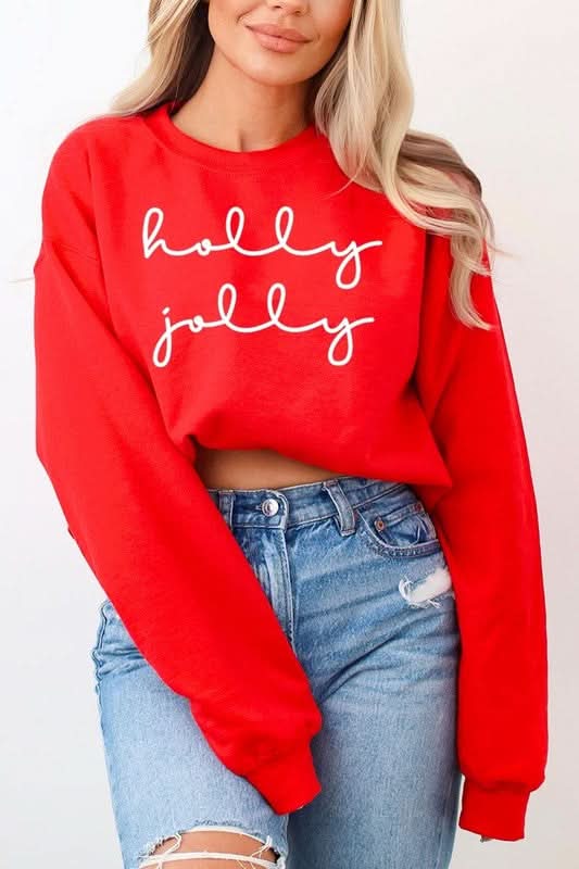 Holly Jolly Graphic Fleece Sweatshirts - Love Salve 