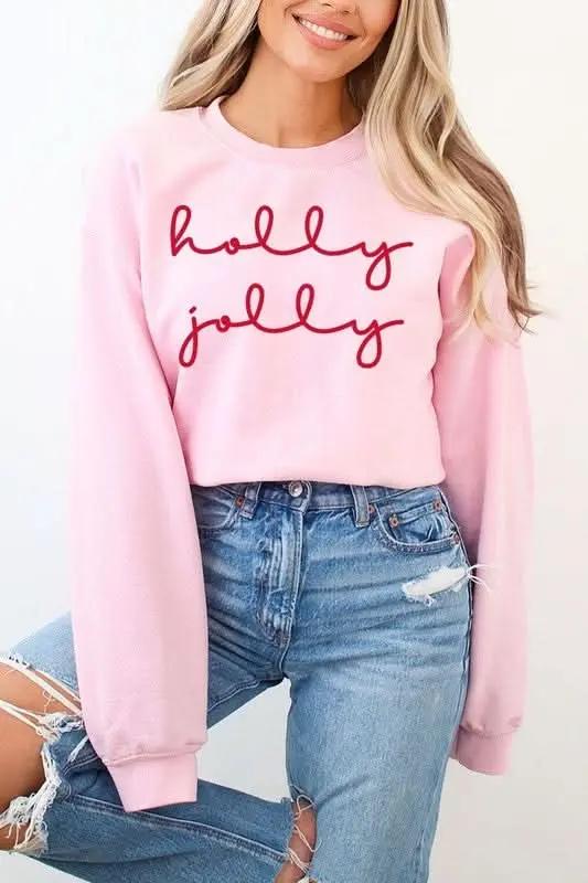 Holly Jolly Graphic Fleece Sweatshirts - Love Salve 