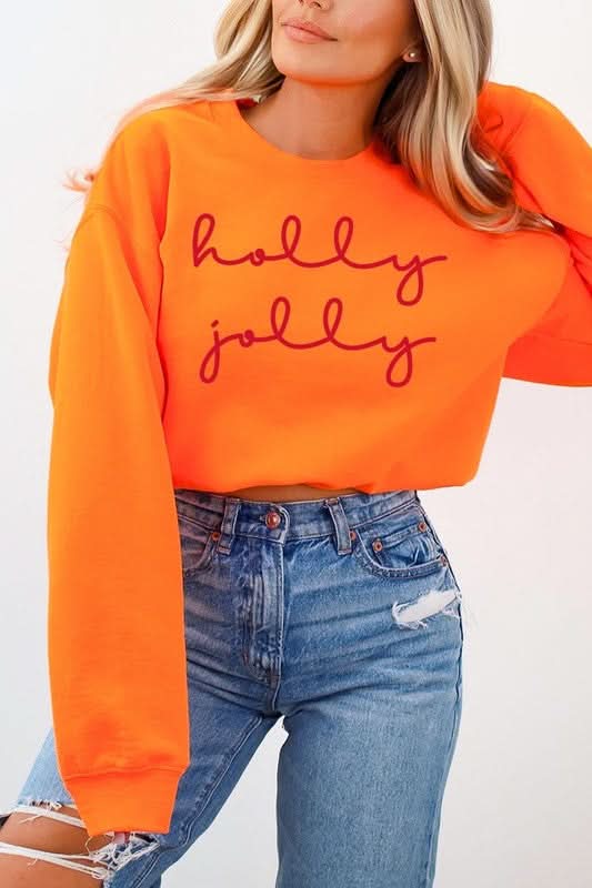 Holly Jolly Graphic Fleece Sweatshirts - Love Salve 