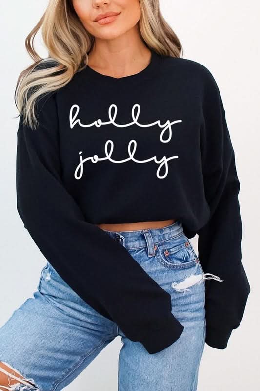 Holly Jolly Graphic Fleece Sweatshirts - Love Salve 