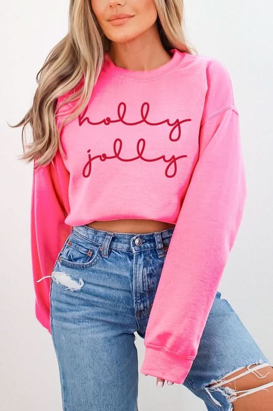 Holly Jolly Graphic Fleece Sweatshirts - Love Salve 