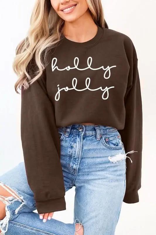 Holly Jolly Graphic Fleece Sweatshirts - Love Salve 