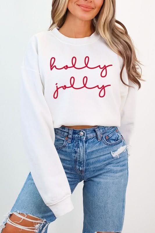 Holly Jolly Graphic Fleece Sweatshirts - Love Salve 