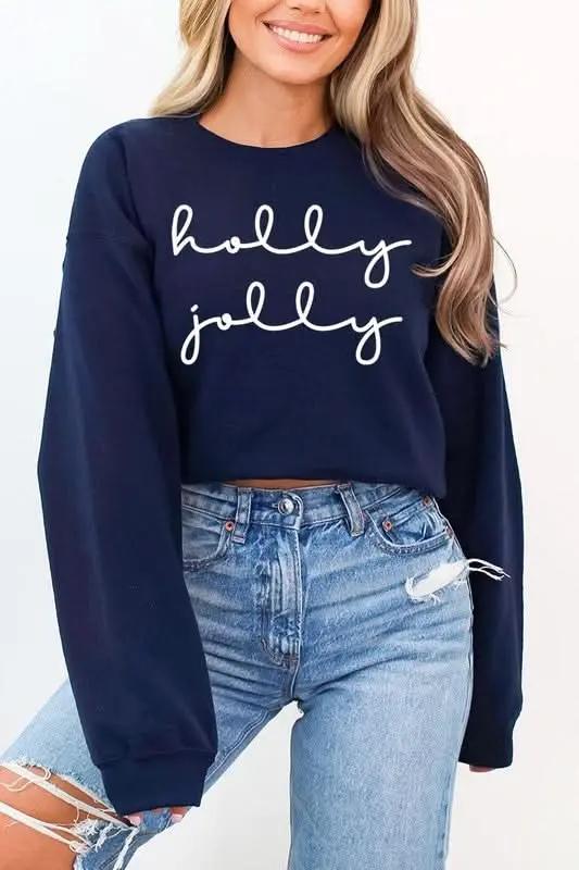 Holly Jolly Graphic Fleece Sweatshirts - Love Salve 