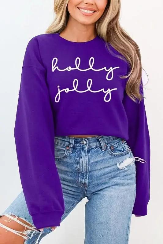 Holly Jolly Graphic Fleece Sweatshirts - Love Salve 