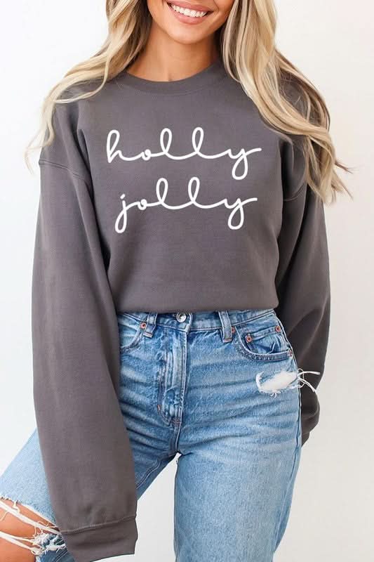 Holly Jolly Graphic Fleece Sweatshirts - Love Salve 