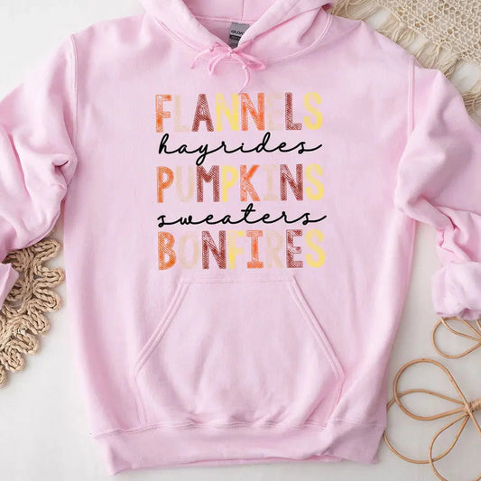 Flannels Hayrides Pumpkins Sweaters Bonfires Fall Hoodie Adorb Custom Tees