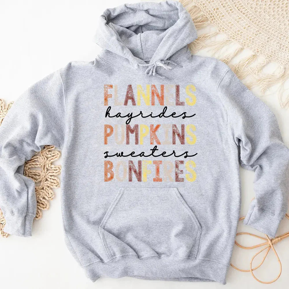 Flannels Hayrides Pumpkins Sweaters Bonfires Fall Hoodie Adorb Custom Tees