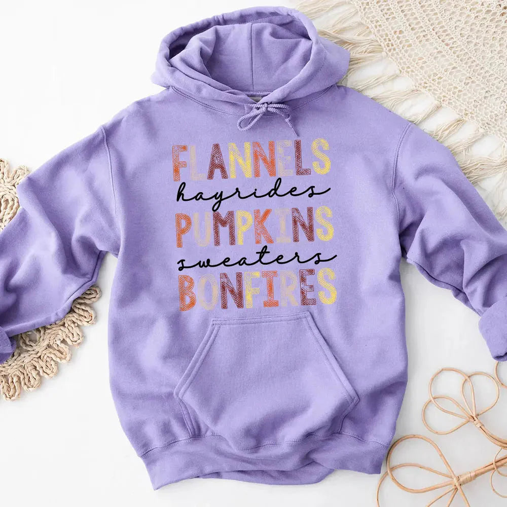 Flannels Hayrides Pumpkins Sweaters Bonfires Fall Hoodie Adorb Custom Tees