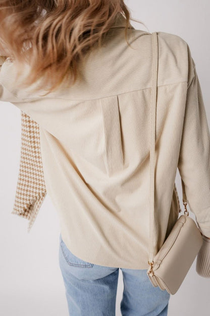 Houndstooth Button Up Long Sleeve Jacket - Love Salve 