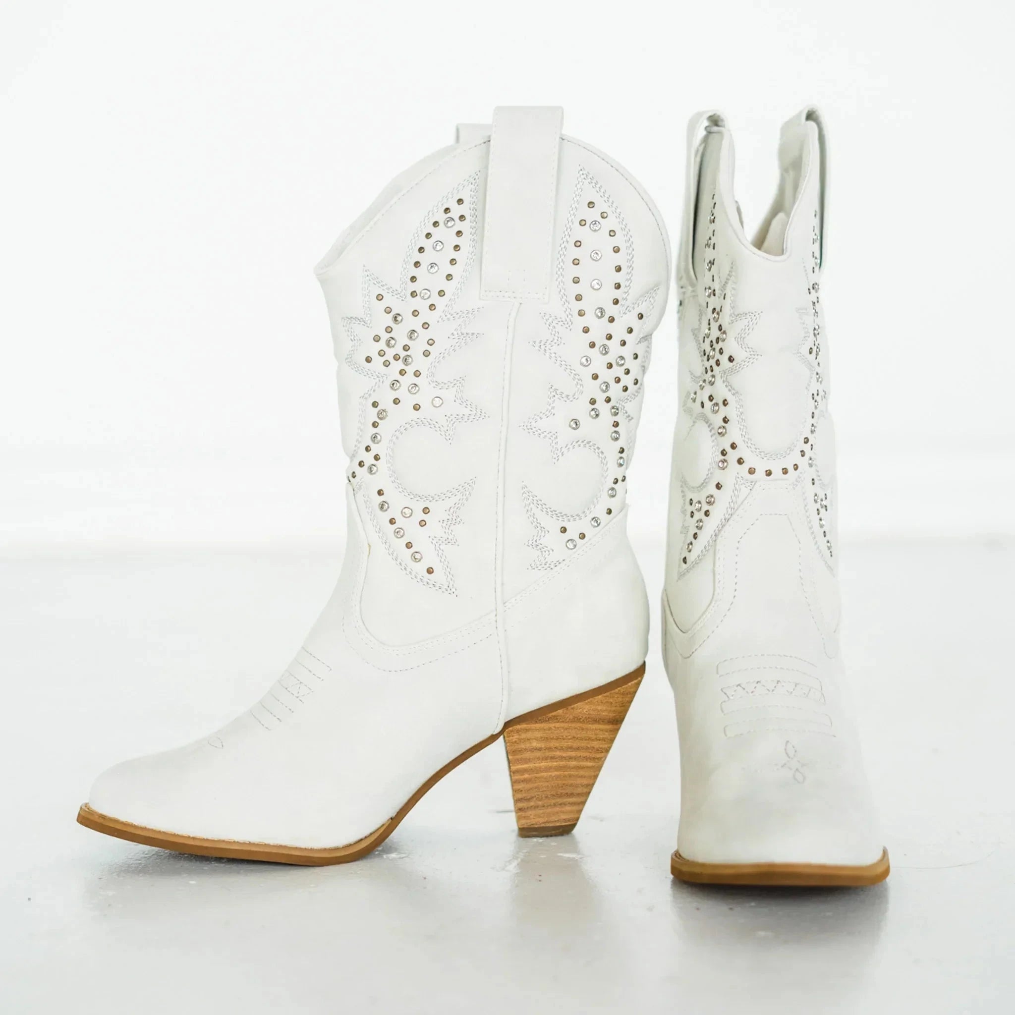 Houston Western Boots in White Naughty Monkey
