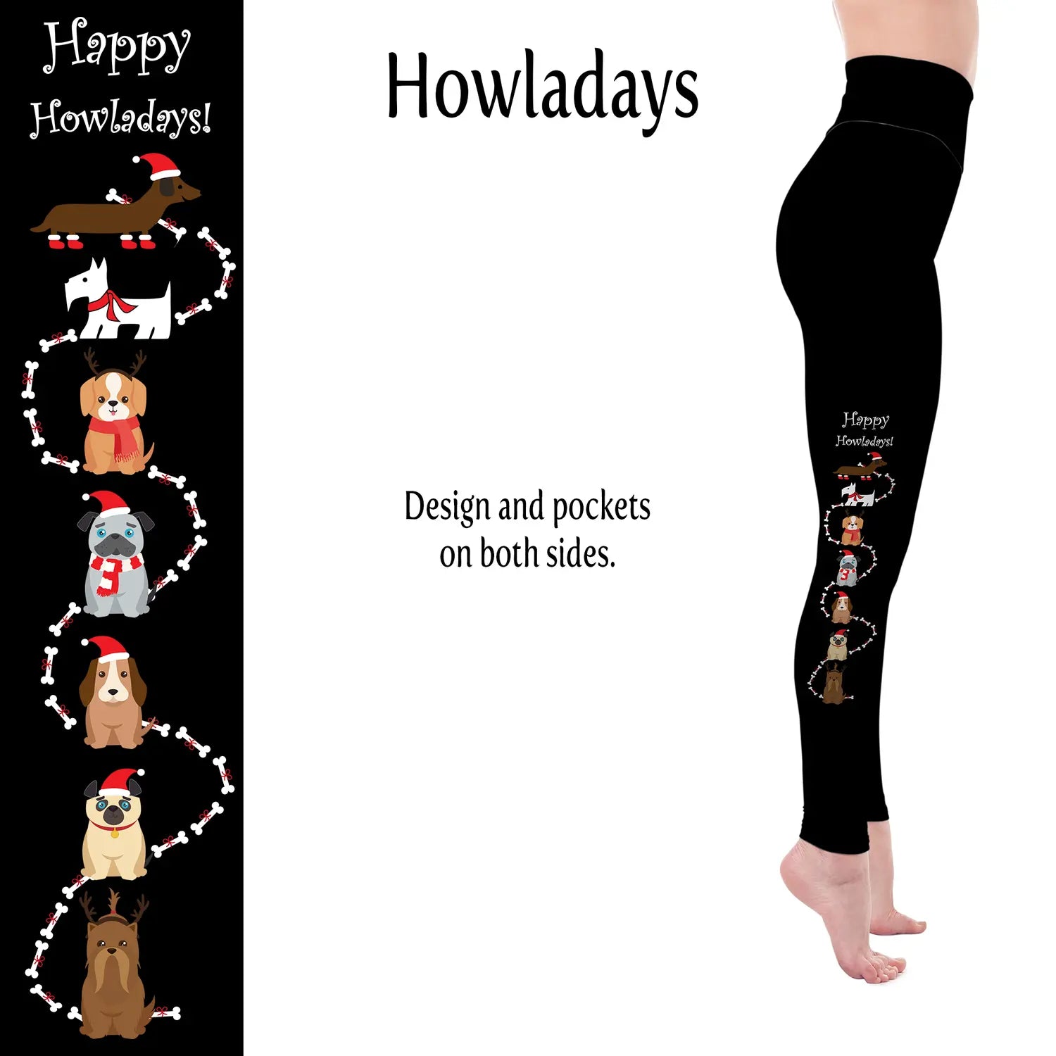 MM Dog Christmas Leggings - Handmade with Pockets - Main Product Image