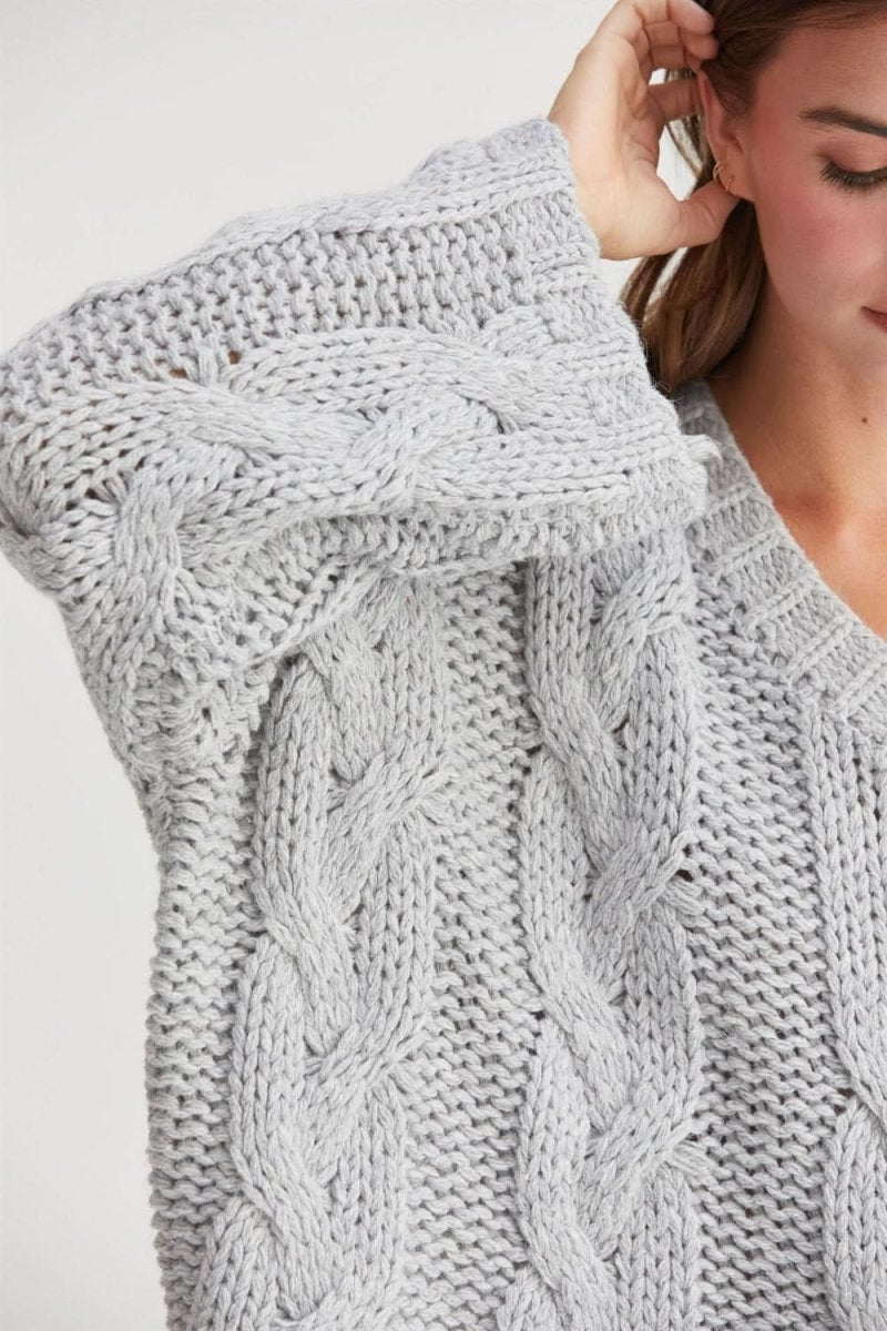 HYFVE Cable Knit V-Neck Sweater - Love Salve 